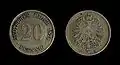 20 pfennigs en nickel (1874).