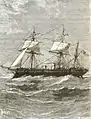 La frégate à vapeur (fictive) USS Abraham Lincoln, une frégate typique de la fin du XIXe siècle.