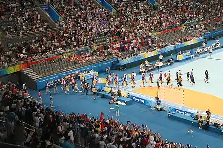 Entrée des joueurs pour la finale entre la France et l'Islande.