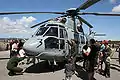 Hélicoptère de sécurité maritime (SECMAR) de la BAN de Lanvéoc-Poulmic lors de la journée de sécurité en mer sur le quai Téphany à Camaret-sur-Mer