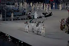 Photographie de l'entrée de la délégation pakistanaise lors de la cérémonie d'ouverture.