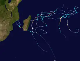 Trajectoire des cyclones.