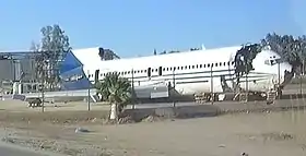 La carcasse du Boeing 727 après l'expérimentation, en 2016.