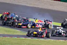 Photographie de l'accident au départ du Grand Prix