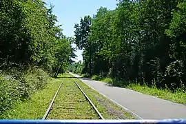 La véloroute et le vélorail de la ligne de Vaivre à Gray.