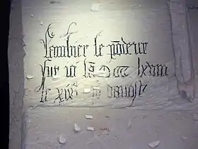 Texte de 1468, le plus ancien dans les carrières de tuffeau de la region