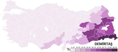 Les résultats obtenus par Selahattin Demirtaş,par provinces.