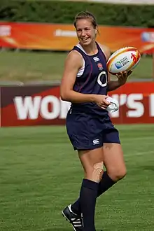 Emily Scarratt lors de la coupe du monde féminine de rugby à XV 2014