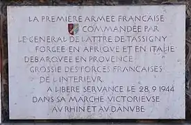 Plaque commémorative de la Libération.