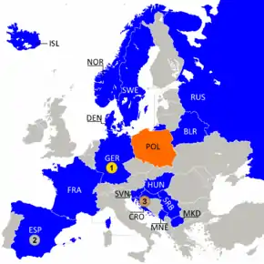 Pays participants à l'euro 2016.