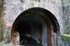 Un grand tunnel-canal vouté en pierre.