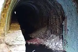 L'intérieur du tunnel coté est, vu à travers le grillage d'interdiction.