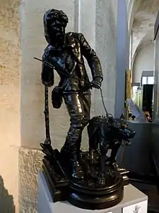 Joseph Carlier, Le Contrebandier et son chien, bronze.