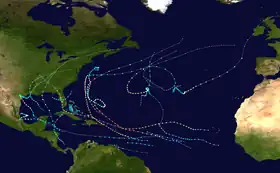 Trajectoires des cyclones tropicaux de 2017.