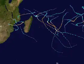 Trajectoire des cyclones.