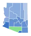 Vainqueur démocrate par comté : Garcia en bleu et Farley en vert.