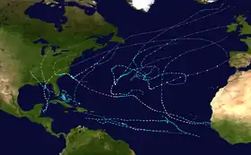 Trajectoires des cyclones tropicaux de 2018.