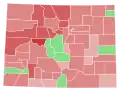 Vainqueur républicain par comté : Stapleton en rouge et Mitchell en vert.
