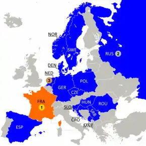 Pays participants à l'Euro 2018.