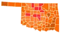 Vainqueur républicain par comté (T2) : Stitt en orange et Cornett en rouge.