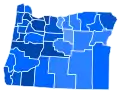 Vainqueur démocrate par comté : Brown en bleu.