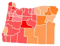 Vainqueur républicain par comté : Buehler en rouge et Carpenter en orange.