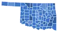 Vainqueur démocrate par comté : Edmondson en bleu.