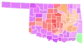 Vainqueur républicain par comté (T1) : Cornett en rouge, Stitt en orange, Lamb en violet et Fisher en vert.
