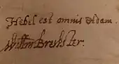 signature de William Brewster (prédicateur)