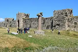 Colonne de granit rose à l'intérieur du château