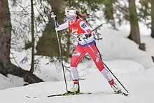 Une femme pratiquant le ski de fond.