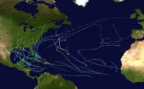 Trajectoires des systèmes tropicaux de 2020.