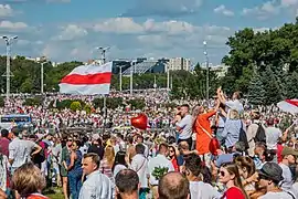 Manifestation le 16 août contre le résultat de l'élection présidentielle biélorusse, jugé frauduleux par l'opposition.