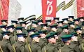 Militaires en uniformes des troupes frontalières de l'ère soviétique lors du Défilé du Jour de la Victoire 2020 (en) de Moscou.