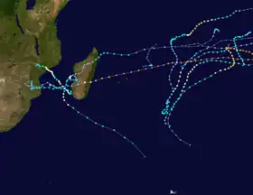 Trajectoire des cyclones.