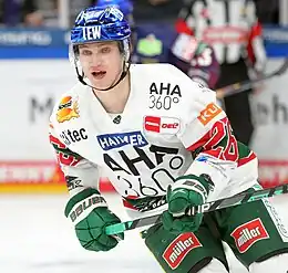 Photographie couleur d'un joueur de hockey sur glace