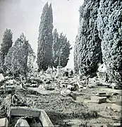 Le cimetière de Couthures dévasté par la crue de la Garonne de 1930.