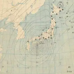 Carte météo du 21 septembre au pic du typhon.