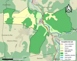 Carte en couleurs présentant l'occupation des sols.