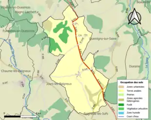 Carte en couleurs présentant l'occupation des sols.