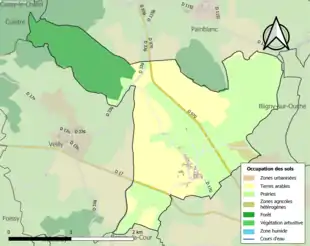 Carte en couleurs présentant l'occupation des sols.