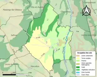 Carte en couleurs présentant l'occupation des sols.