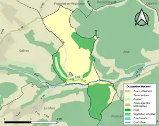 Carte en couleurs présentant l'occupation des sols.