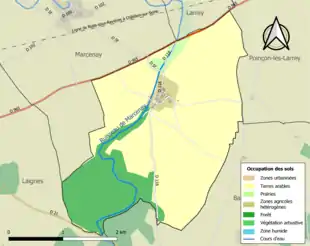 Carte en couleurs présentant l'occupation des sols.