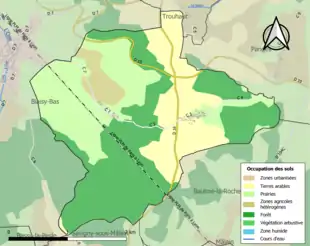 Carte en couleurs présentant l'occupation des sols.