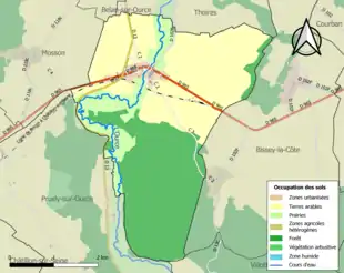 Carte en couleurs présentant l'occupation des sols.