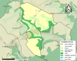 Carte en couleurs présentant l'occupation des sols.