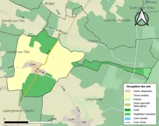 Carte en couleurs présentant l'occupation des sols.