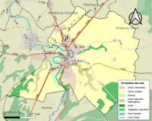 Carte en couleurs présentant l'occupation des sols.