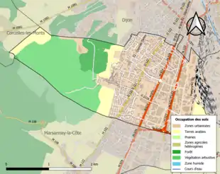 Carte en couleurs présentant l'occupation des sols.